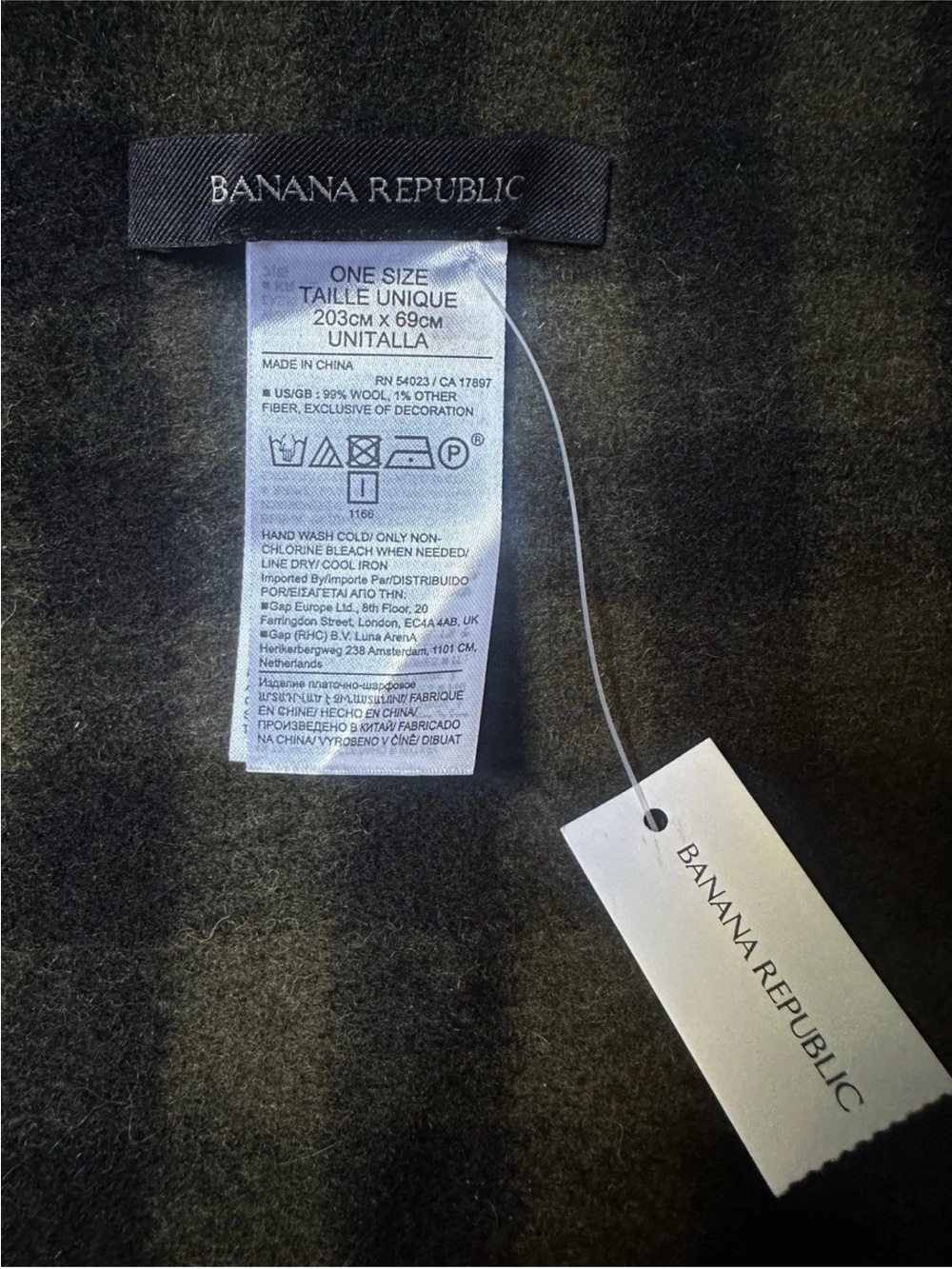 NWT Banana Republic Green Unisex Reversible Wool Scarf Brown Black Plaid Check - Picture 6 of 6